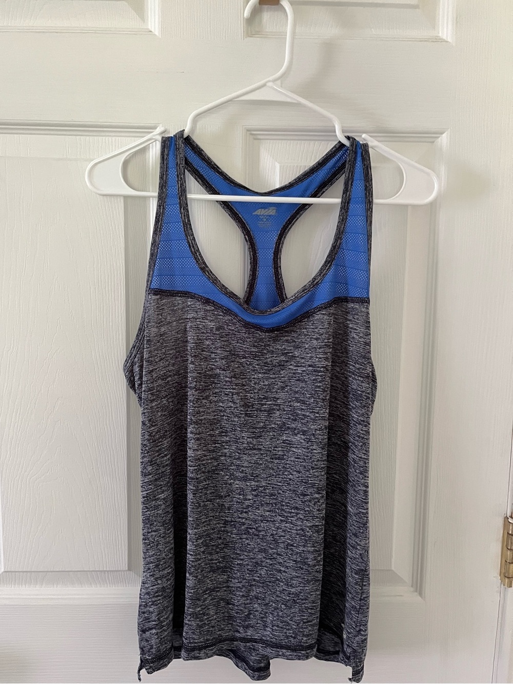 Avia Gray Heather Racerback Tank with Blue Accent